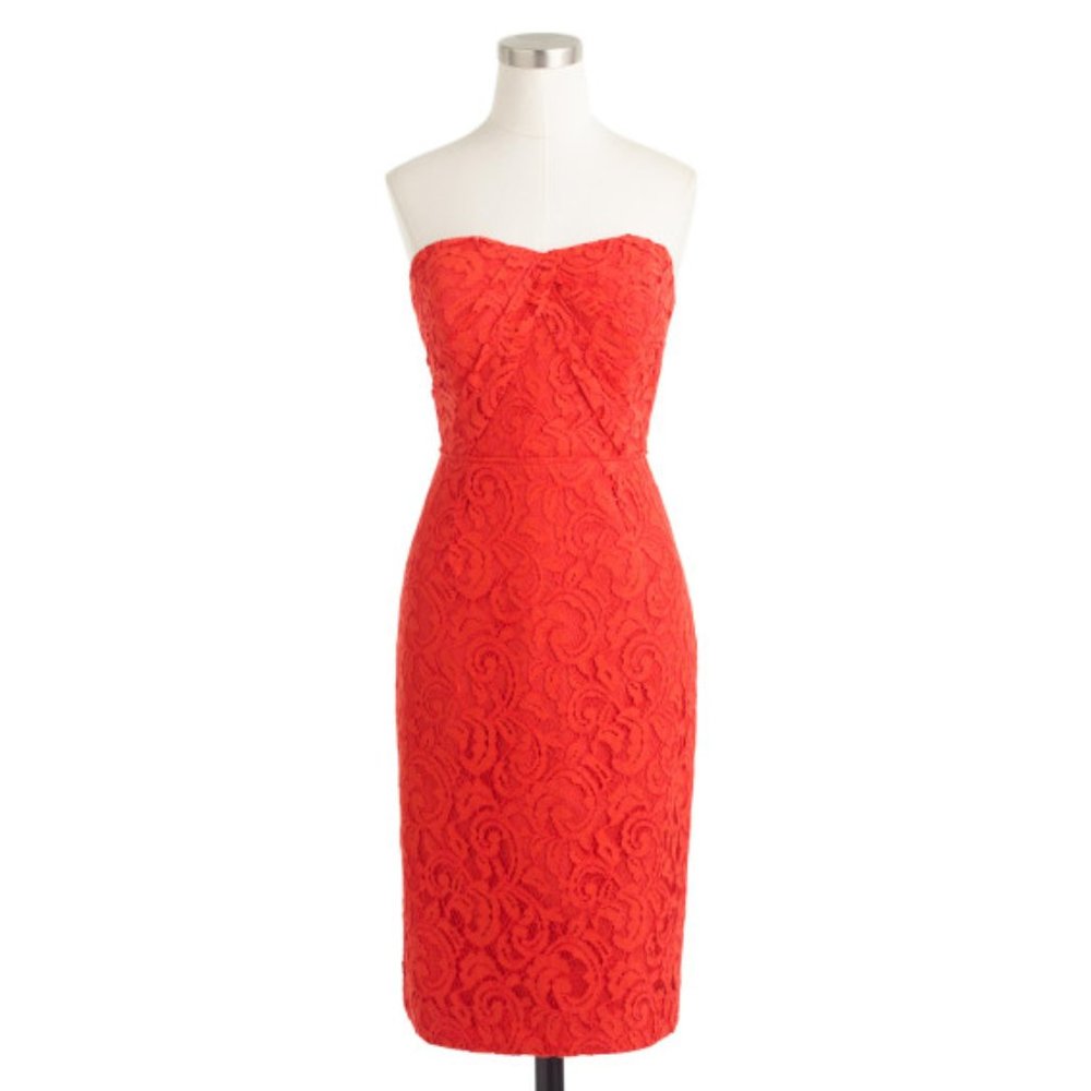 J.Crew Kelsey Strapless Dress Leavers Lace Size 6